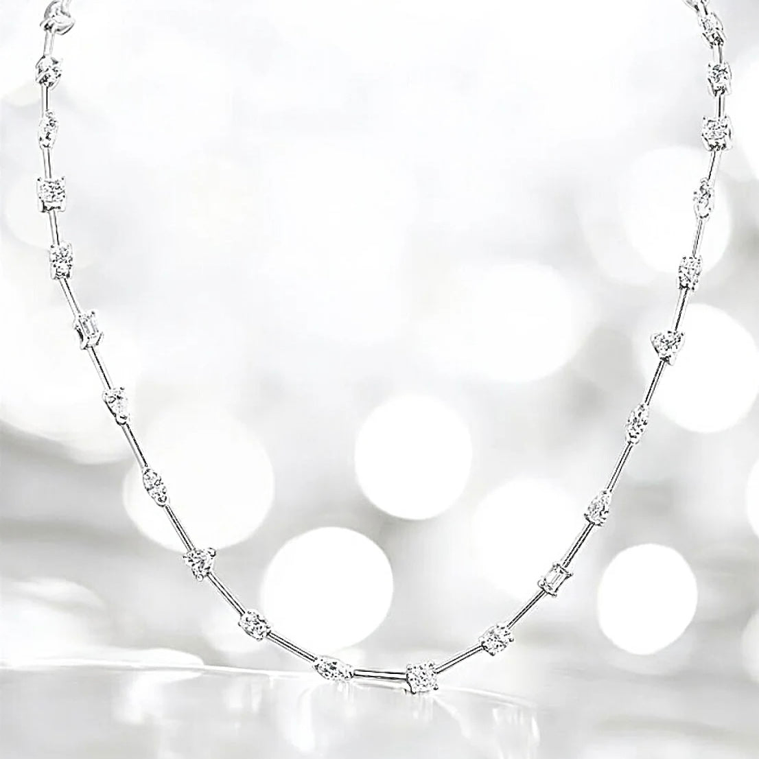 5 Carats Diamond Multi-Shape Tennis Necklace, 14K White Gold, 17 inch