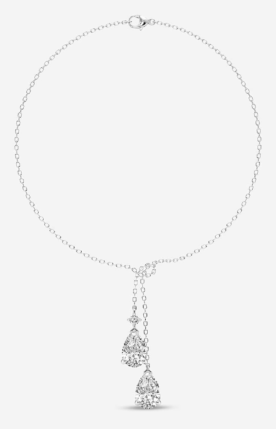 2 Carats Pear Lab Grown Diamond Knot Pendant, 14K White Gold