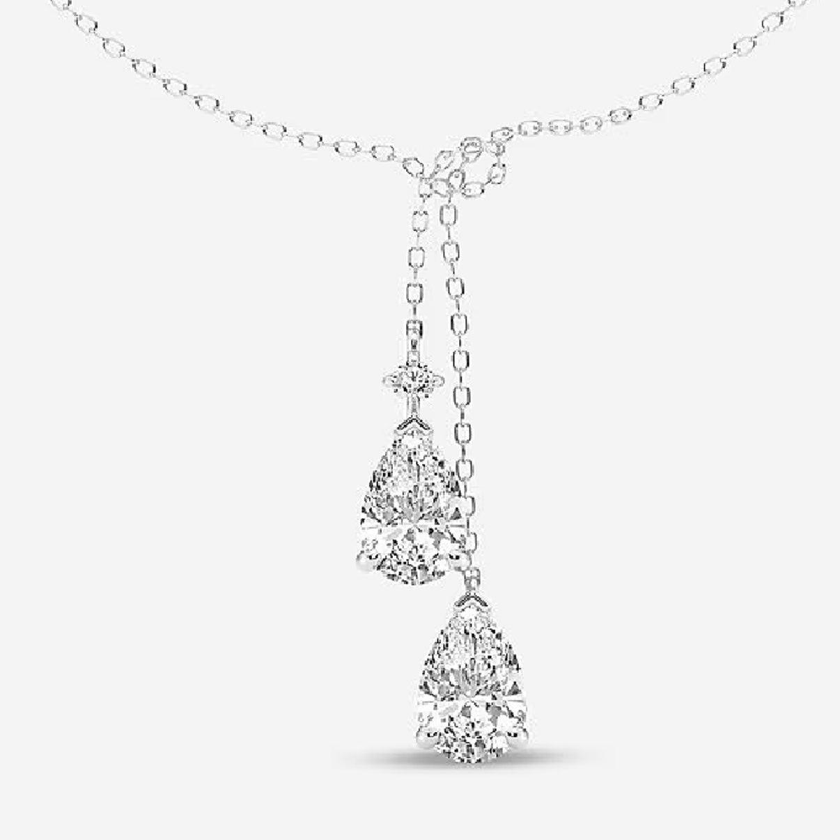 2 Carats Pear Lab Grown Diamond Knot Pendant, 14K White Gold