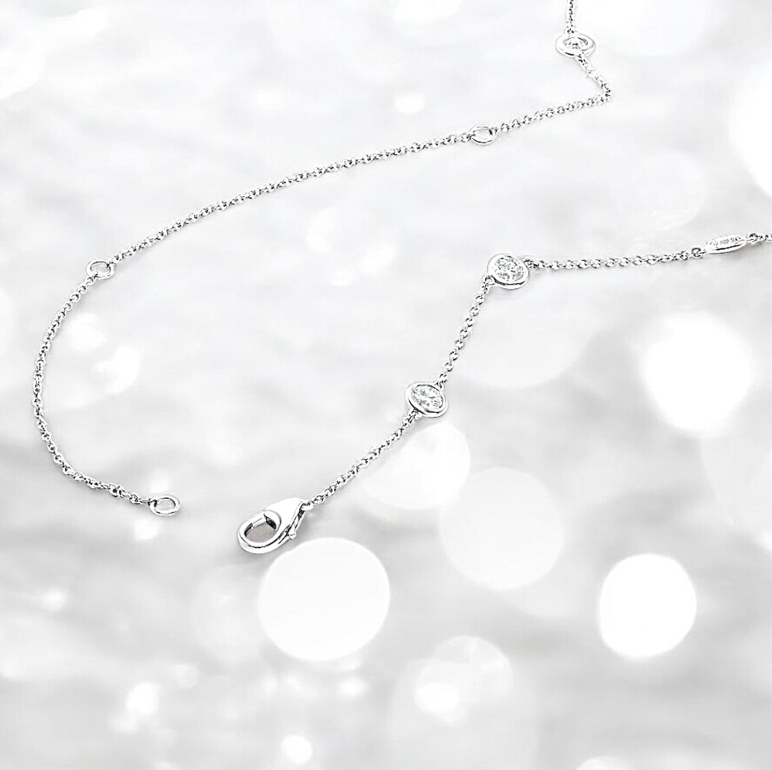 2 carats Channel-Set Diamond Necklace, 14K White Gold
