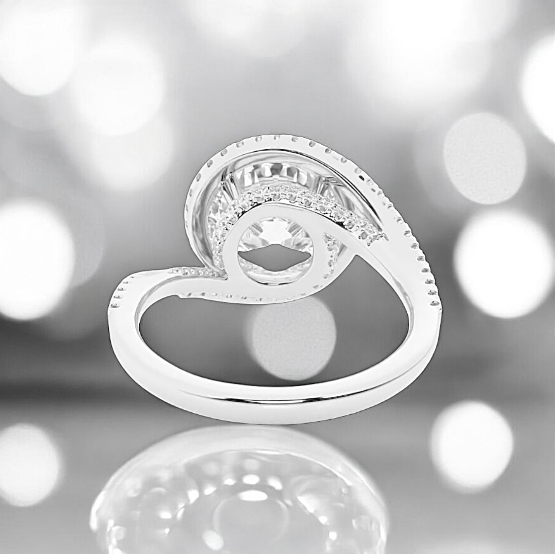 5 Carats Round Lab Grown Diamond Bypass Ring, 950 Platinum