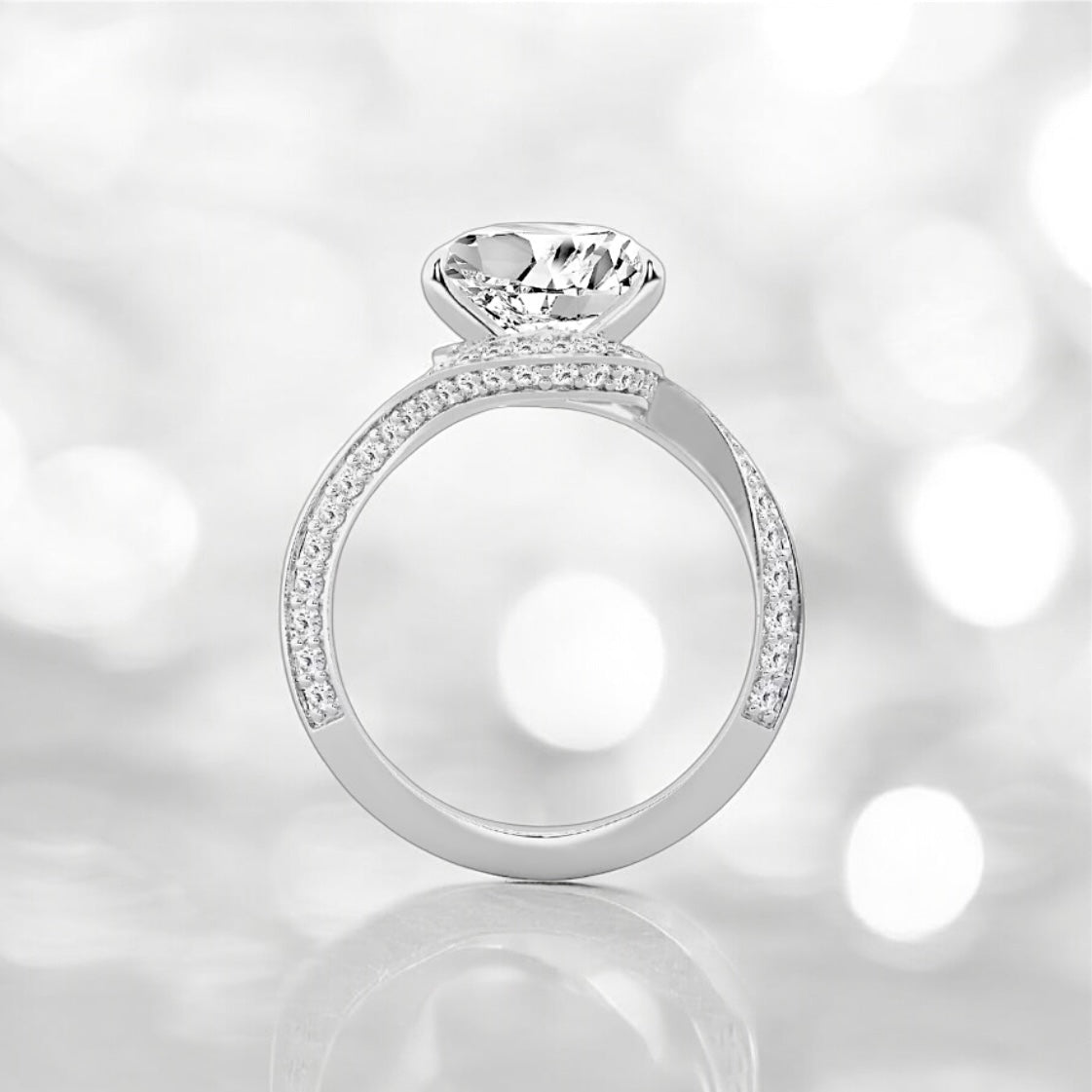 2.5 Carats Pear Shap Lab Grown Diamond Twisted Bypass Ring, 950 Platinum