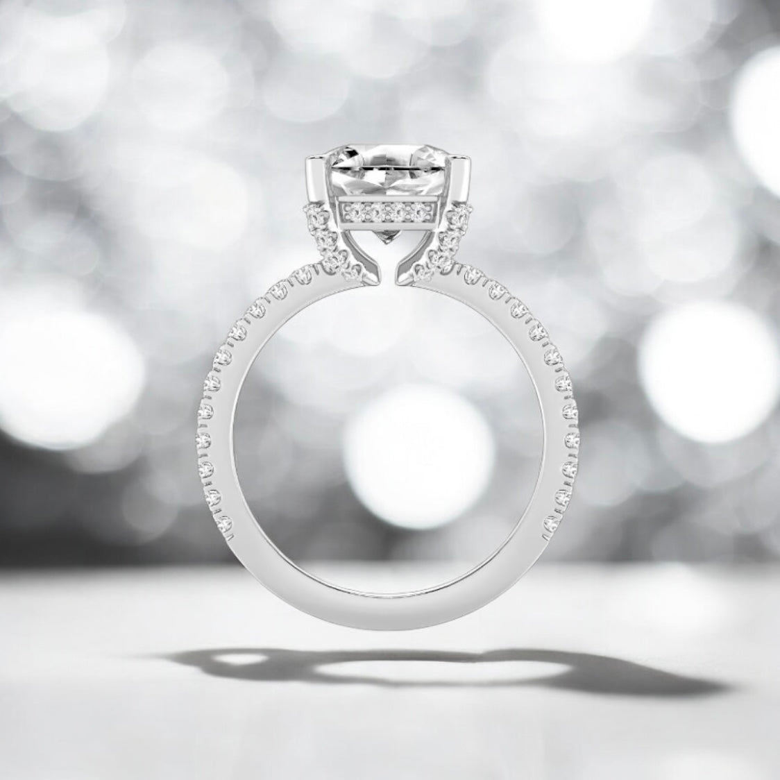 3.5 Carats Asscher Lab Grown Diamond Hidden Halo Ring, 950 Platinum