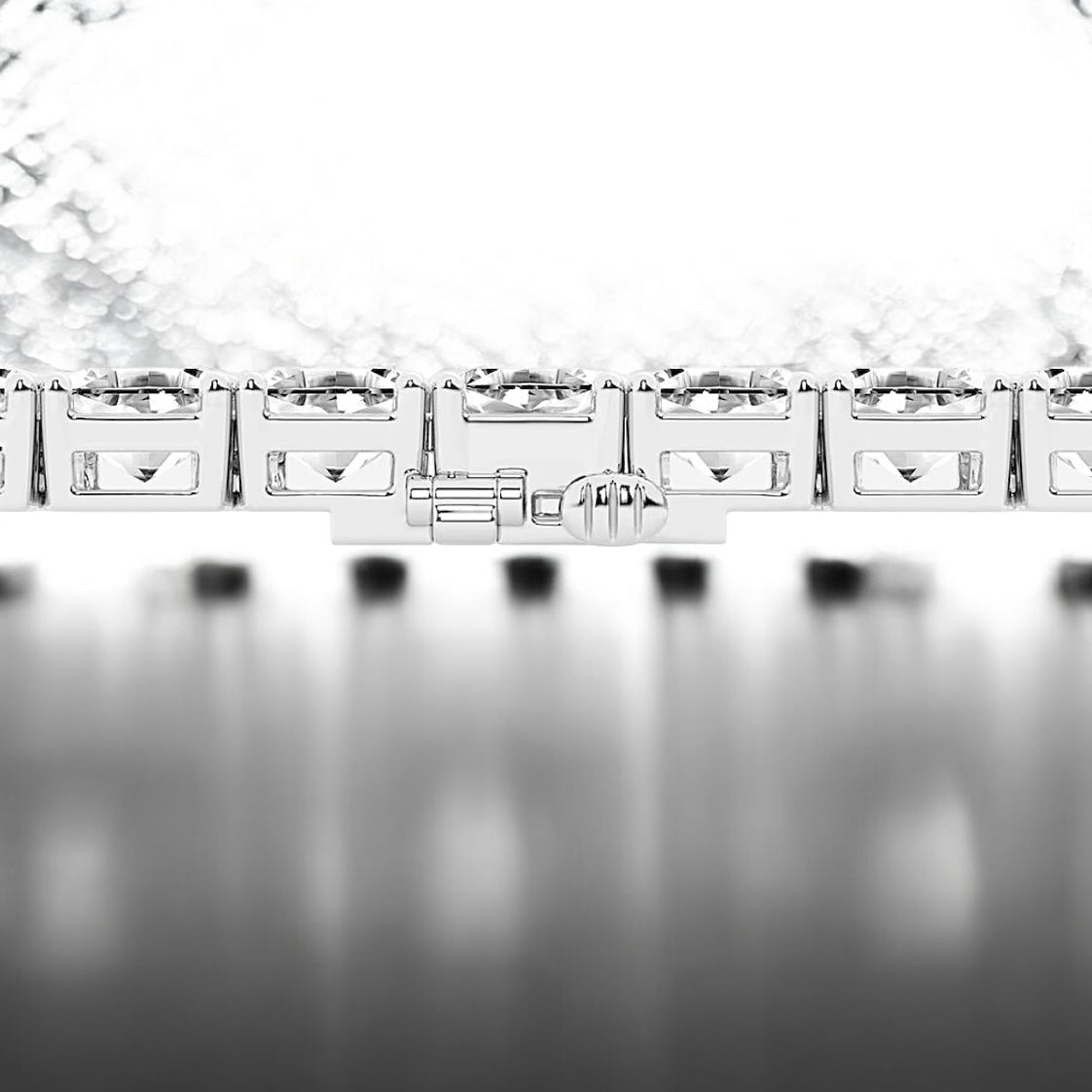 25 Carats Asscher Lab Grown Diamond Tennis Bracelet, 18K White Gold, 6.5 Inches