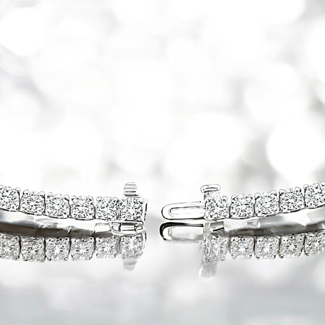 14 carats 4-Prong Diamond Tennis Necklace, 14K white gold, 17 inches