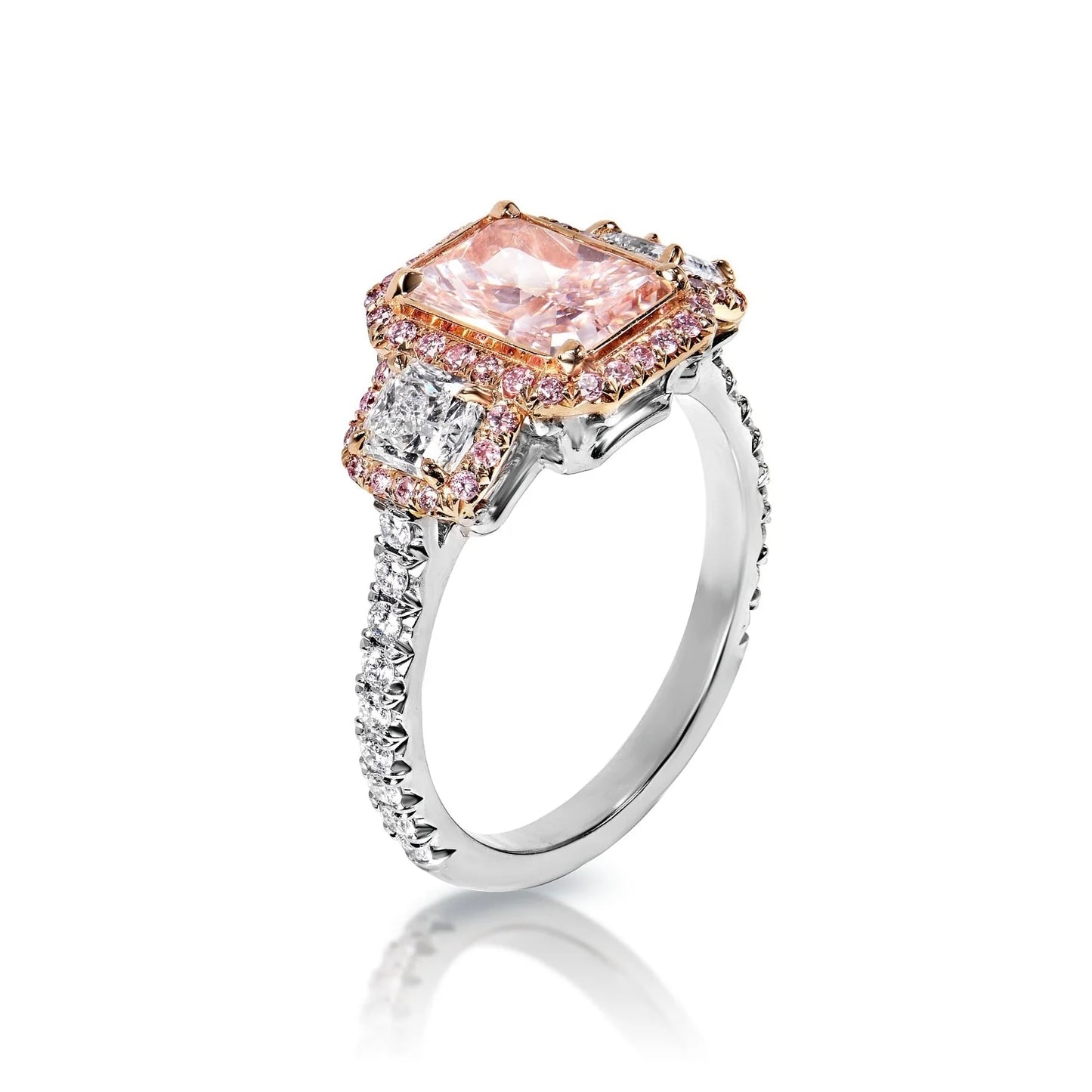 1 _ 3 Carat Fancy Light Pink IF Radiant Cut Earth-mined Diamond Ring in Platinum