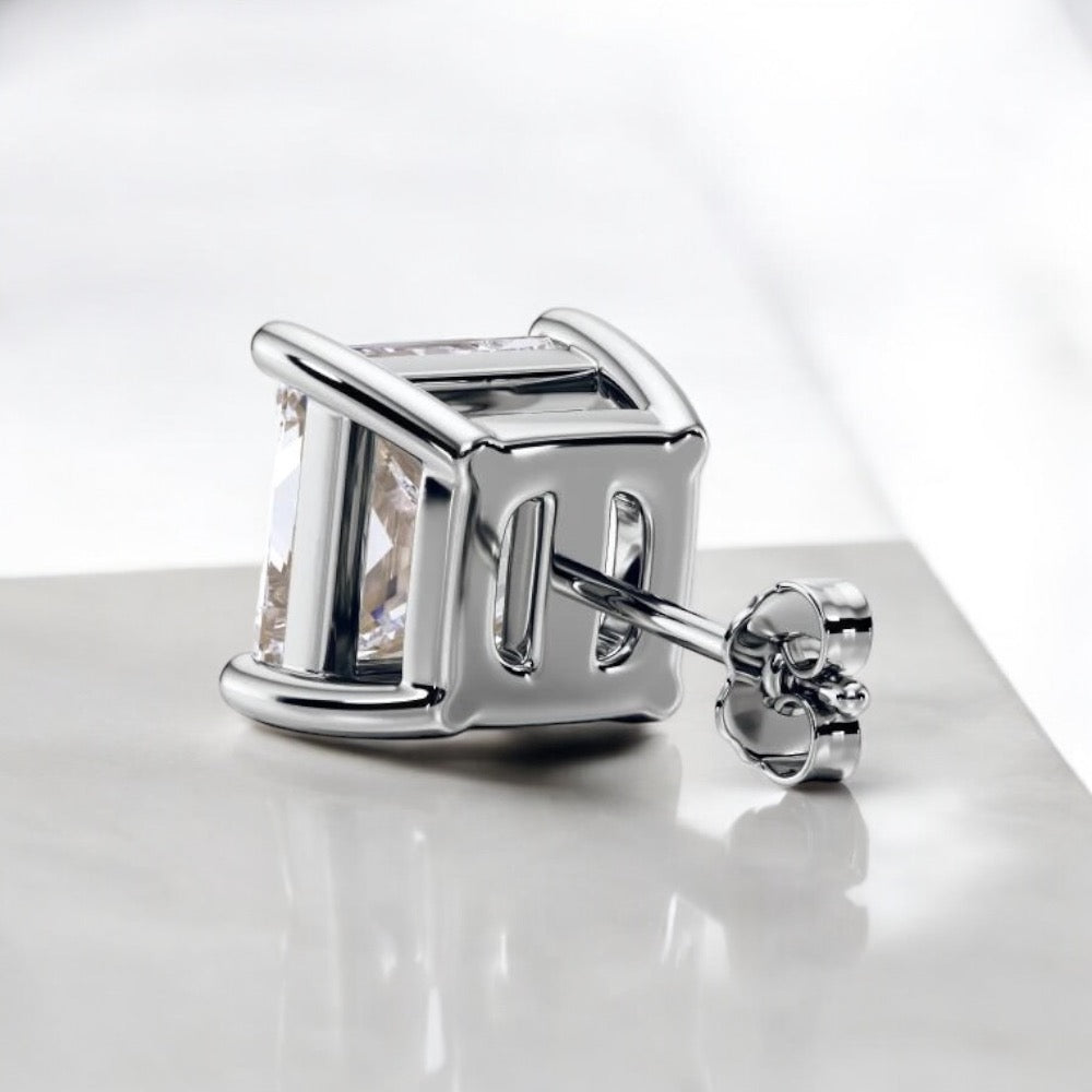3 Carats Princess Diamond Studs in 950 platinum
