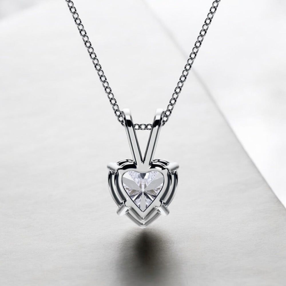 2.67 Carat Heart Shape Diamond Pendant in 18K White Gold
