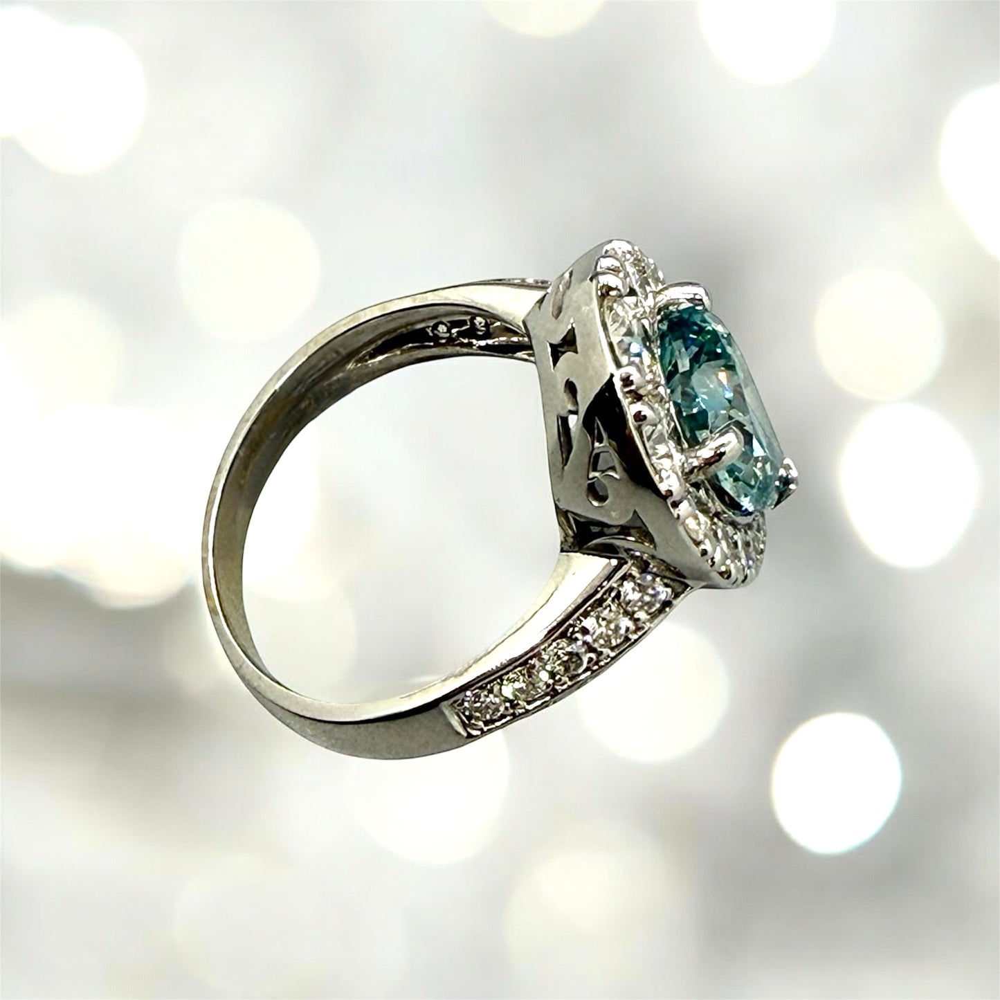 3 Carats GIA certified Earth Mined Pear Shape Halo Diamond Ring, 18K White Gold