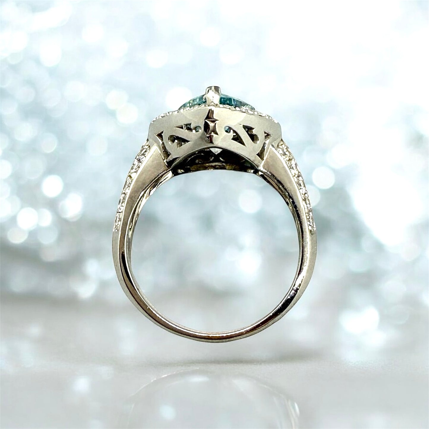 3 Carats GIA certified Earth Mined Pear Shape Halo Diamond Ring, 18K White Gold