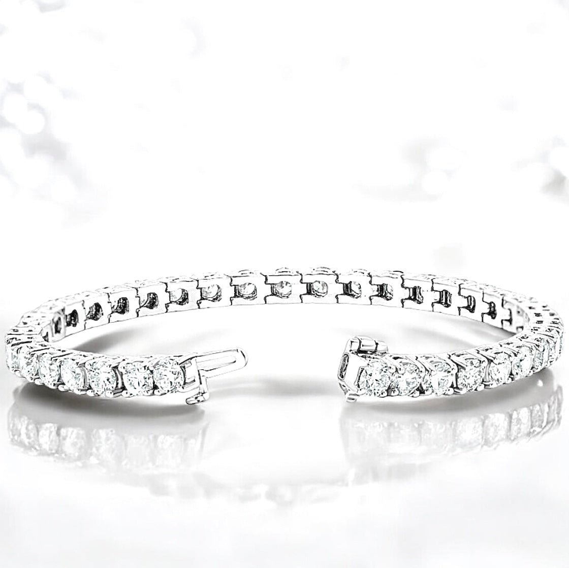 10 carats Diamond Tennis Bracelet, 14K white gold, 7 inch