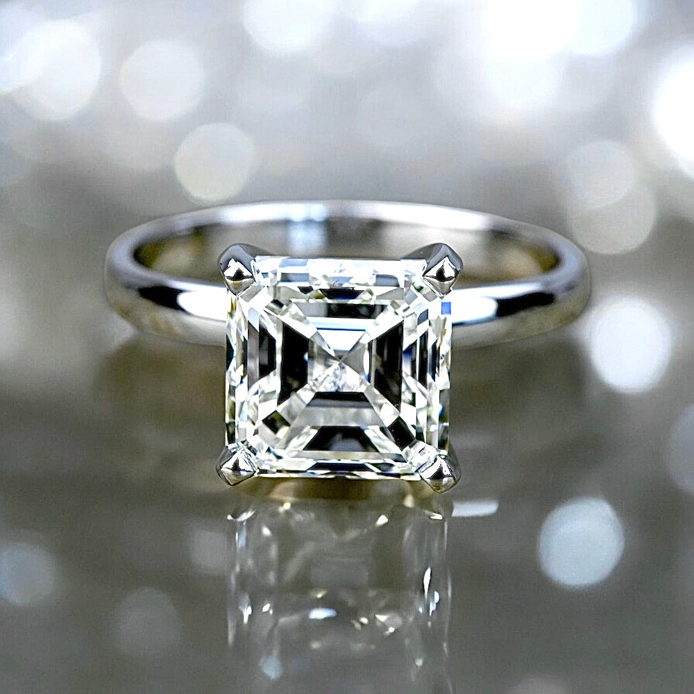 4.82 Carat Asscher Diamond Solitaire Ring, 950 Platinum