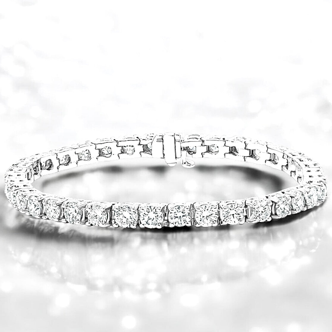 10 carats Diamond Tennis Bracelet, 14K white gold, 7 inch