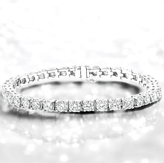 10 carats Diamond Tennis Bracelet, 14K white gold, 7 inch