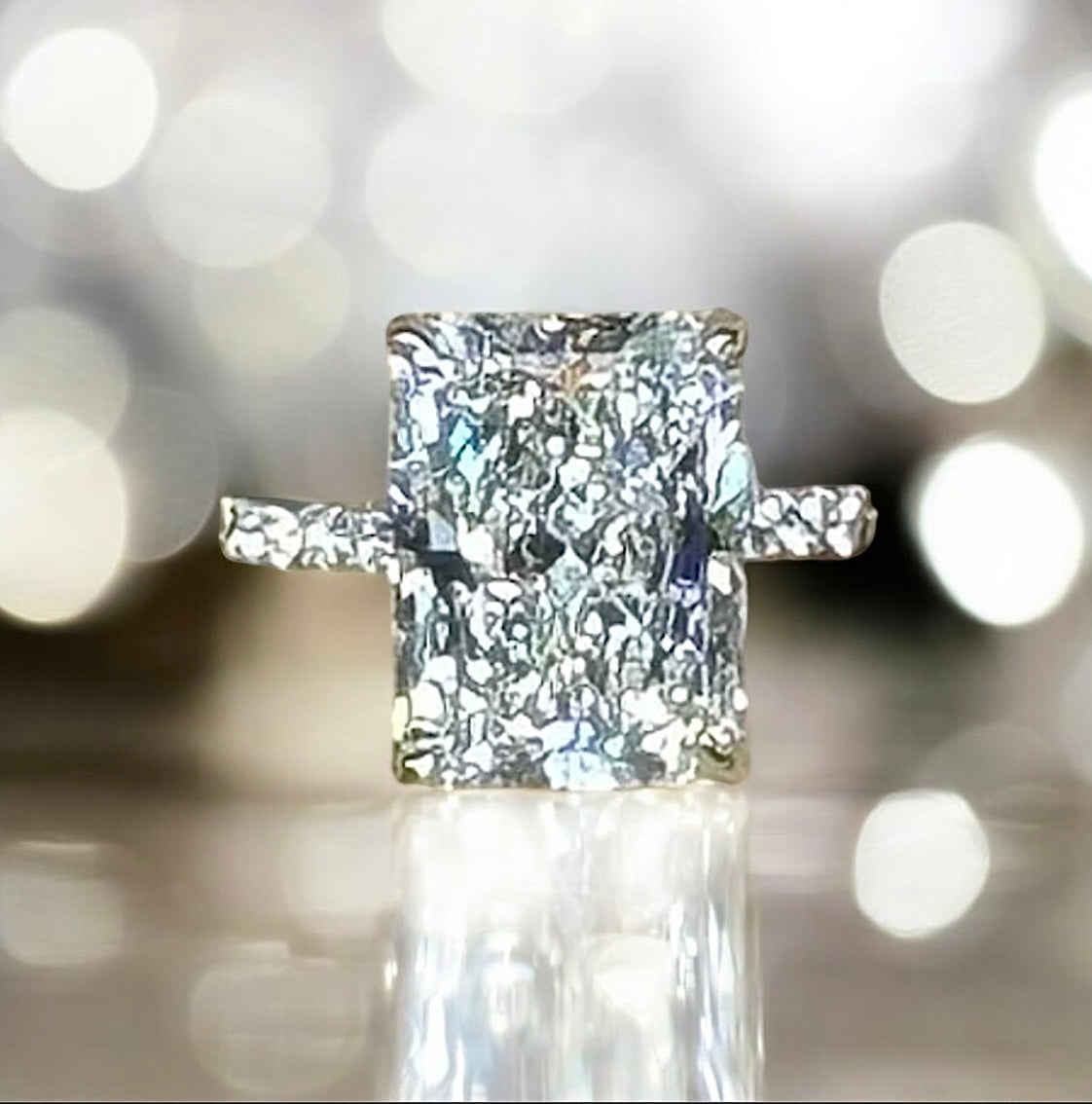 6.78 Carats Radiant Cut Diamond Ring, 950 Platinum