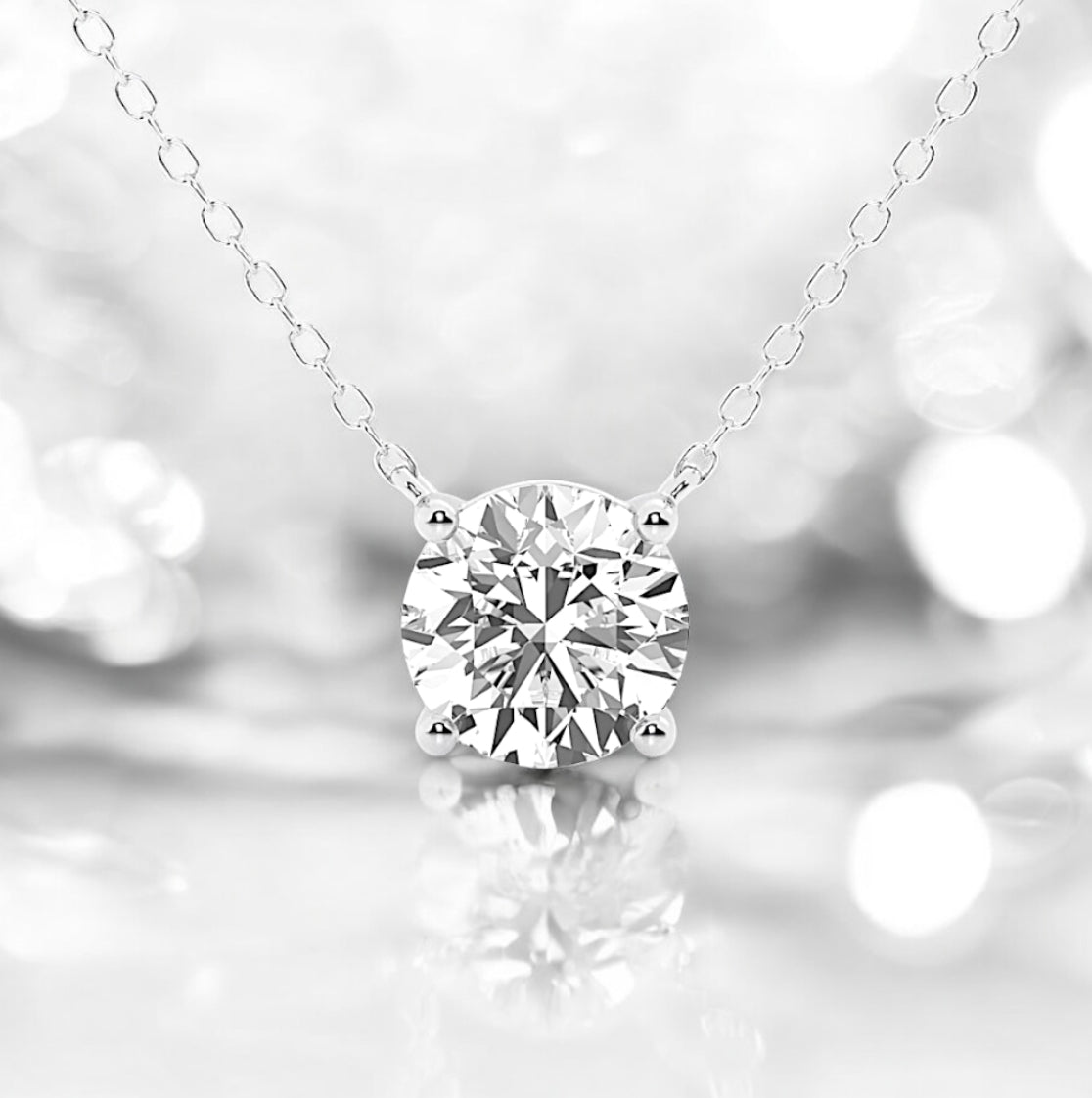 2.98 Carat Four Prong Basket Solitaire Diamond Pendant, Platinum