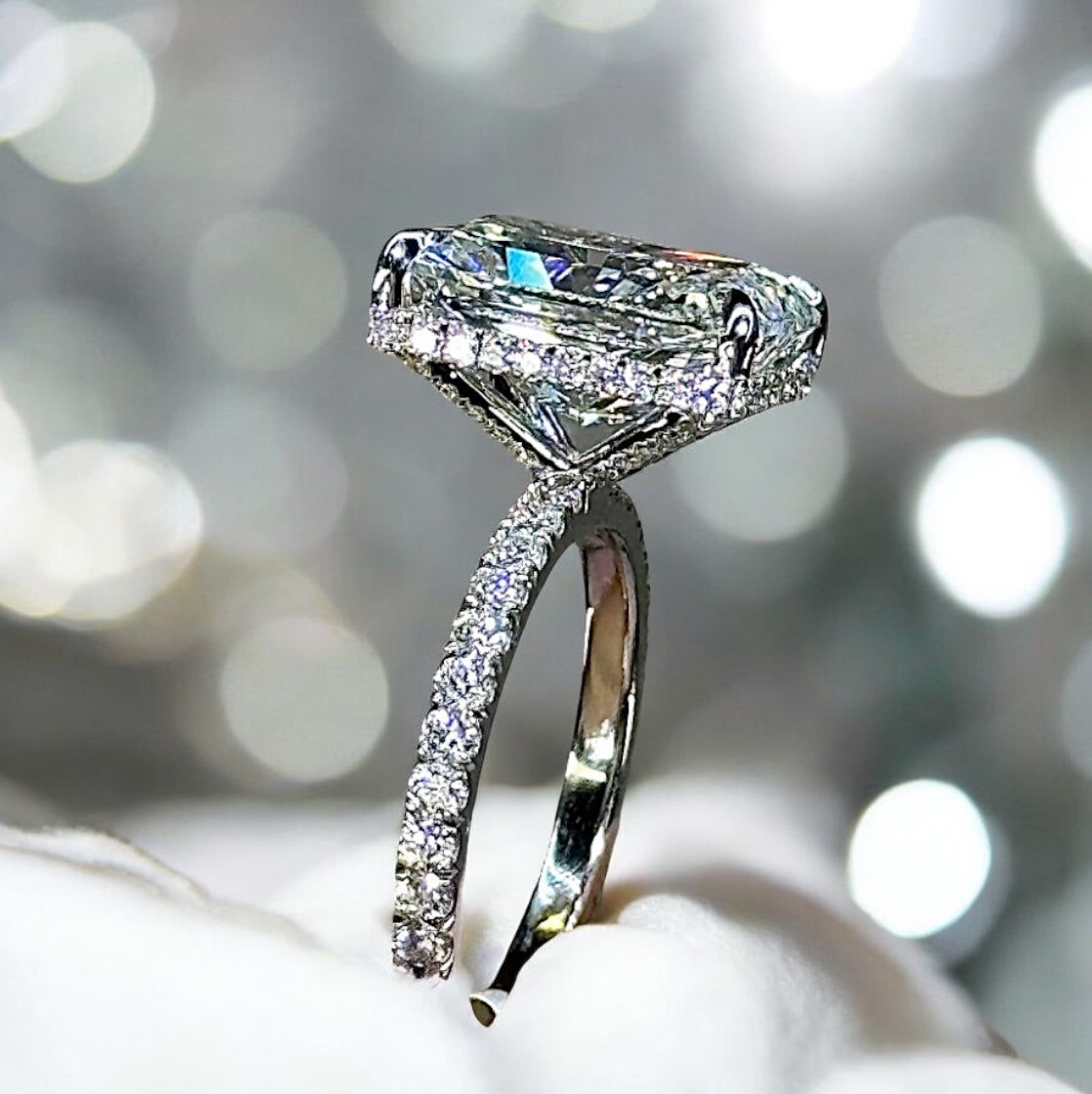 6.78 Carats Radiant Cut Diamond Ring, 950 Platinum