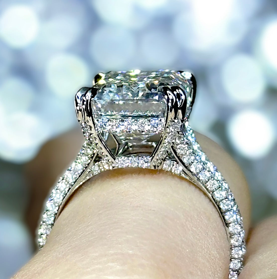 6.38 Carats Emerald Cut Diamond ring in 950 Platinum