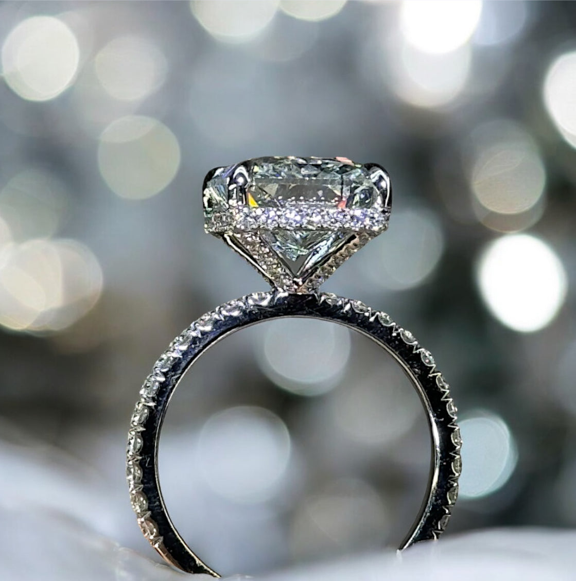 6.78 Carats Radiant Cut Diamond Ring, 950 Platinum