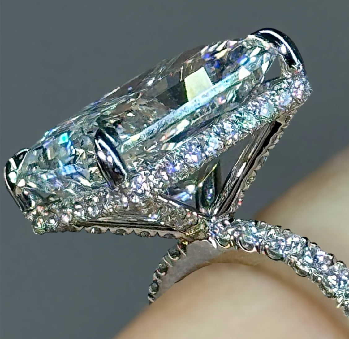 6.78 Carats Radiant Cut Diamond Ring, 950 Platinum