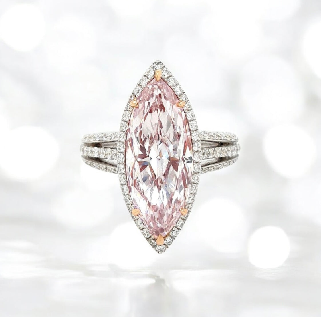 1 _ 5 Carat Marquise Cut Fancy Pink Earth-mined Diamond Ring GIA Certified 4 CT VS2 FLP