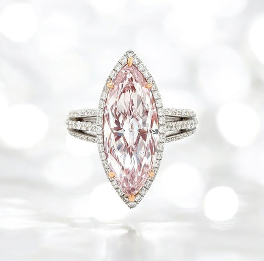 1 _ 5 Carat Marquise Cut Fancy Pink Earth-mined Diamond Ring GIA Certified 4 CT VS2 FLP