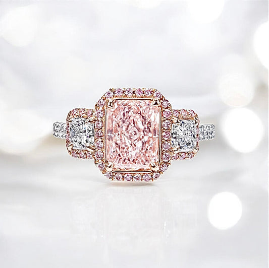 1 _ 3 Carat Fancy Light Pink IF Radiant Cut Earth-mined Diamond Ring in Platinum