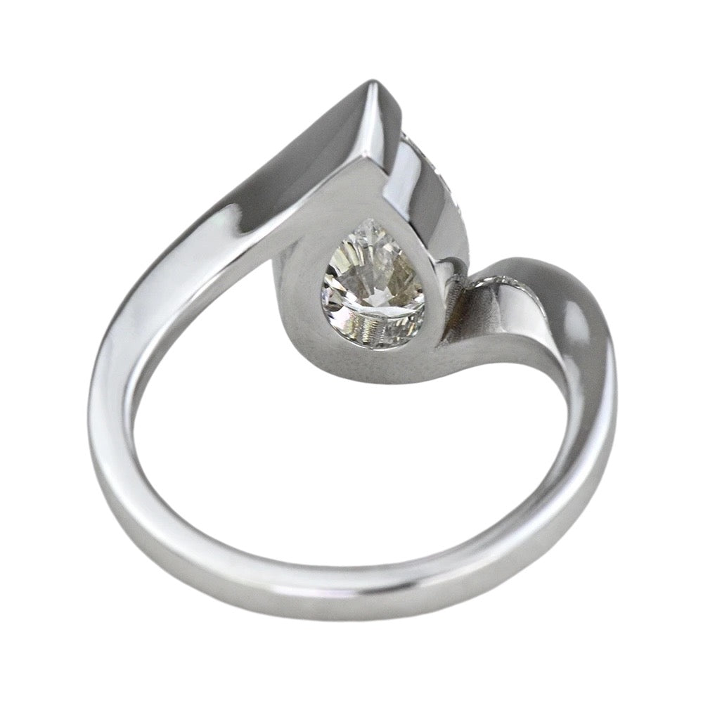 2.2 Carat Pear Diamond Bypass Bezel Ring, Platinum