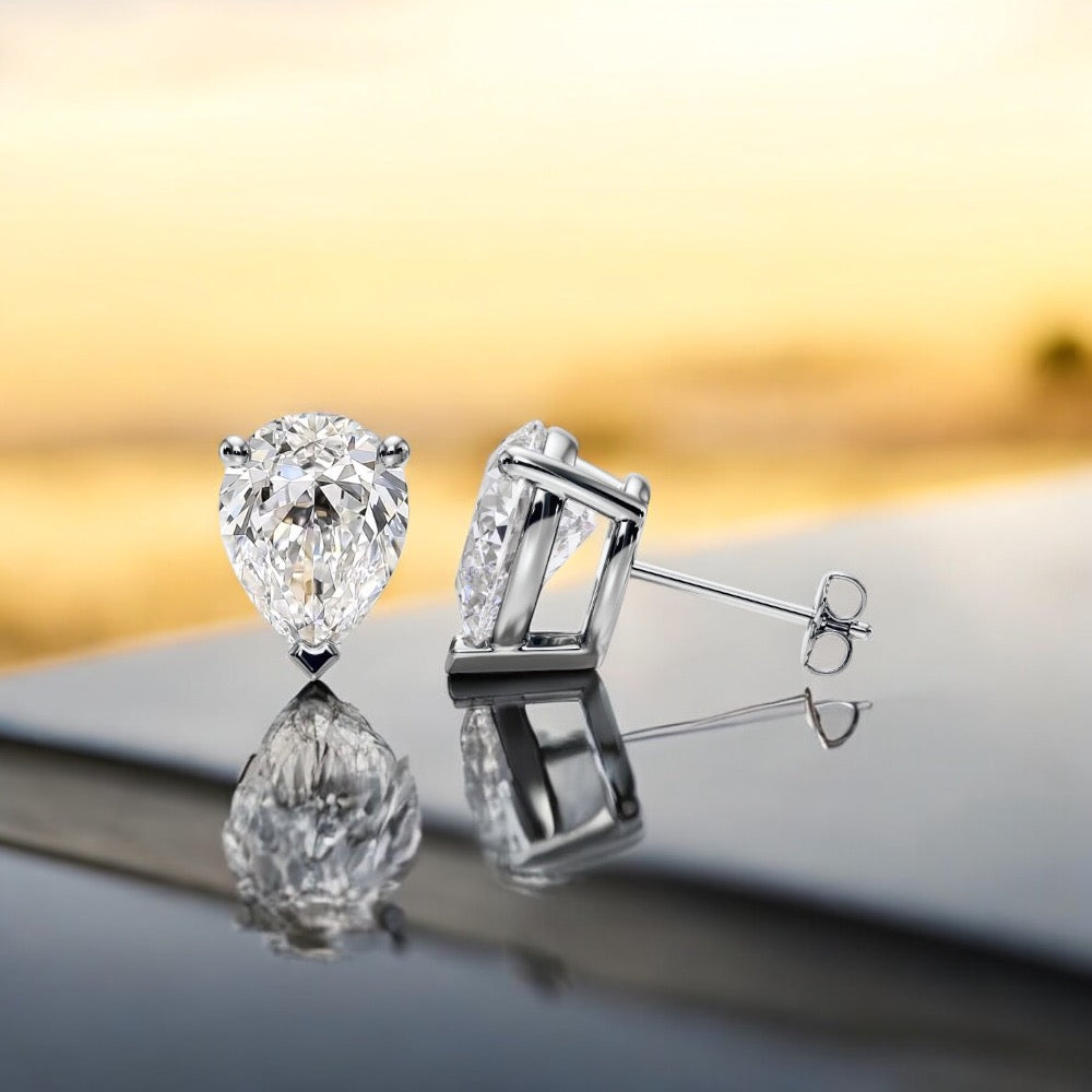 3 Carats Pear Diamond Studs in Platinum