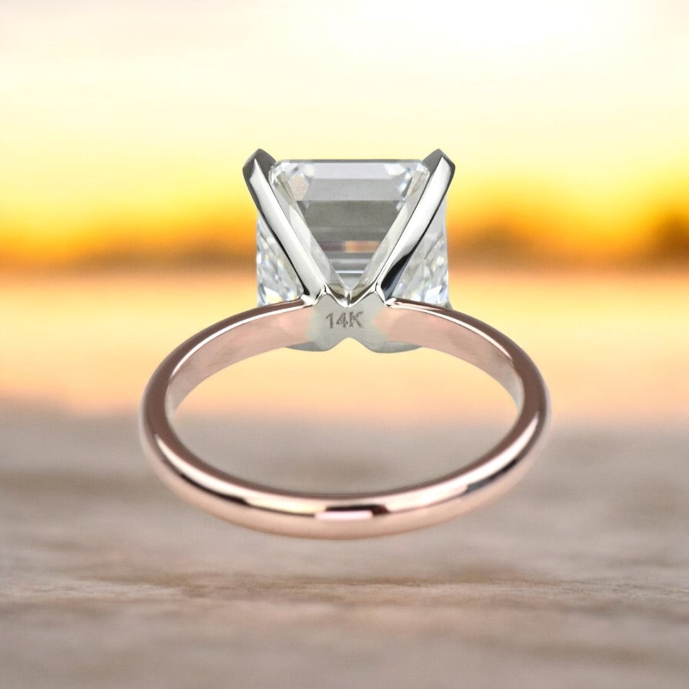 2.94 Carat Asscher Diamond Rose Gold Solitaire Ring