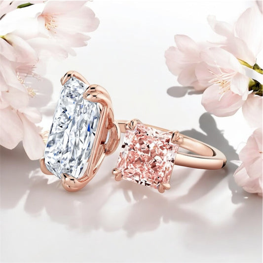 11.19 carats Radiant Cut Two Stone Diamond Ring, 18K Rose Gold (High Jewelry)