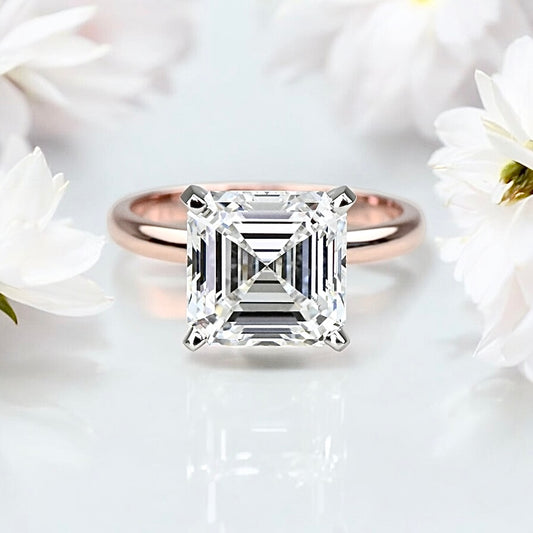 2.94 Carat Asscher Diamond Rose Gold Solitaire Ring