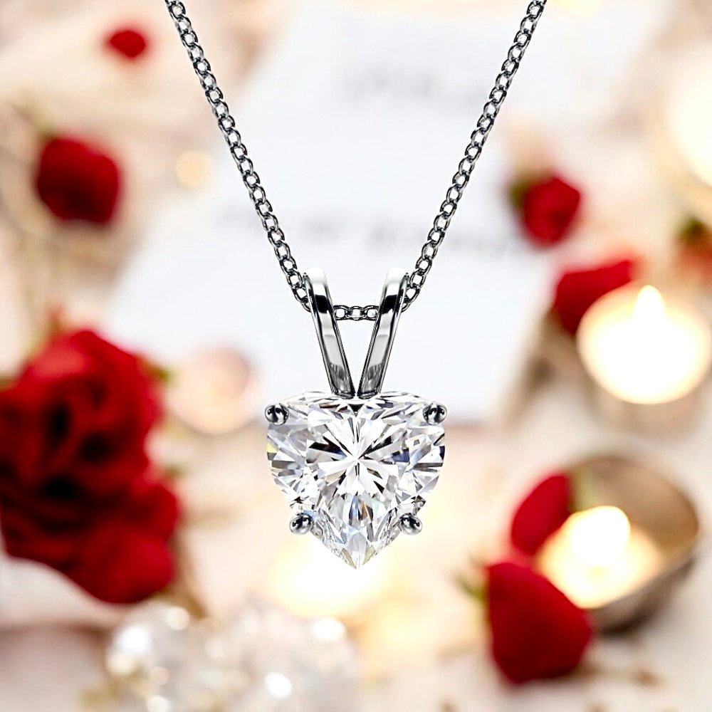 2.67 Carat Heart Shape Diamond Pendant in 18K White Gold