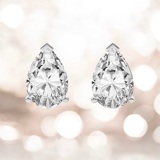 11 Carats Pear Shape Diamond Stud Earrings, 950 Platinum