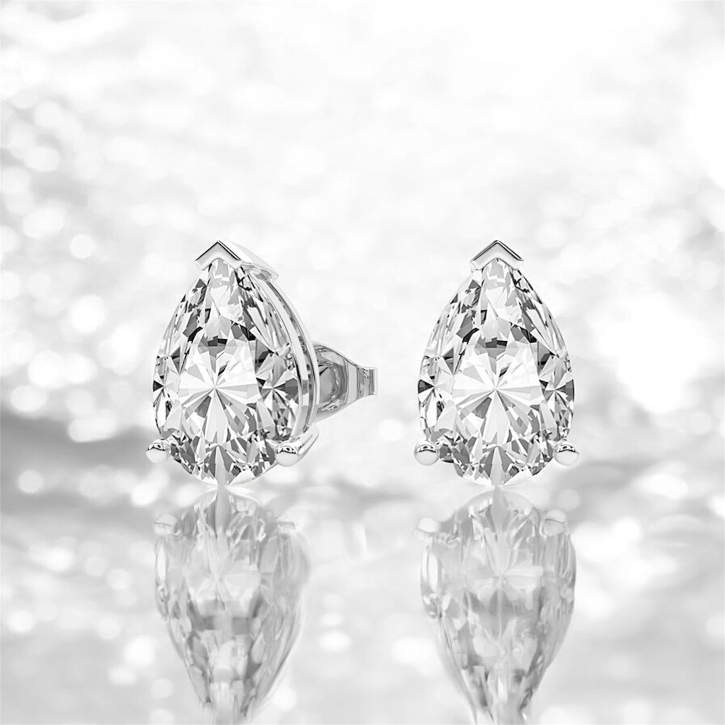 11 Carats Pear Shape Diamond Stud Earrings, 950 Platinum