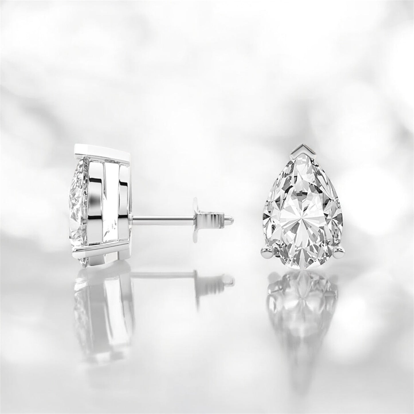 11 Carats Pear Shape Diamond Stud Earrings, 950 Platinum