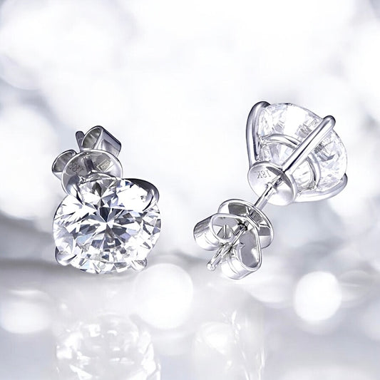 12 Carats Diamond 4-Prong Stud Earrings, 950 Platinum