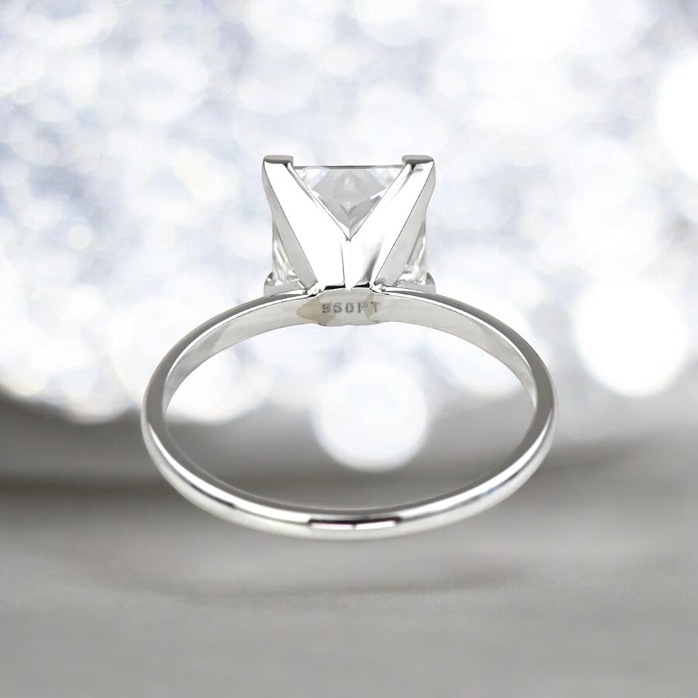 2.93 Carat Princess Shape Diamond Solitaire Ring in 950 Platinum