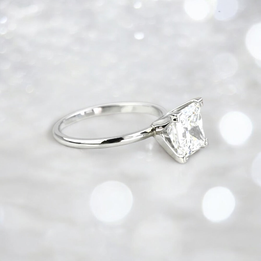 2.93 Carat Princess Shape Diamond Solitaire Ring in 950 Platinum