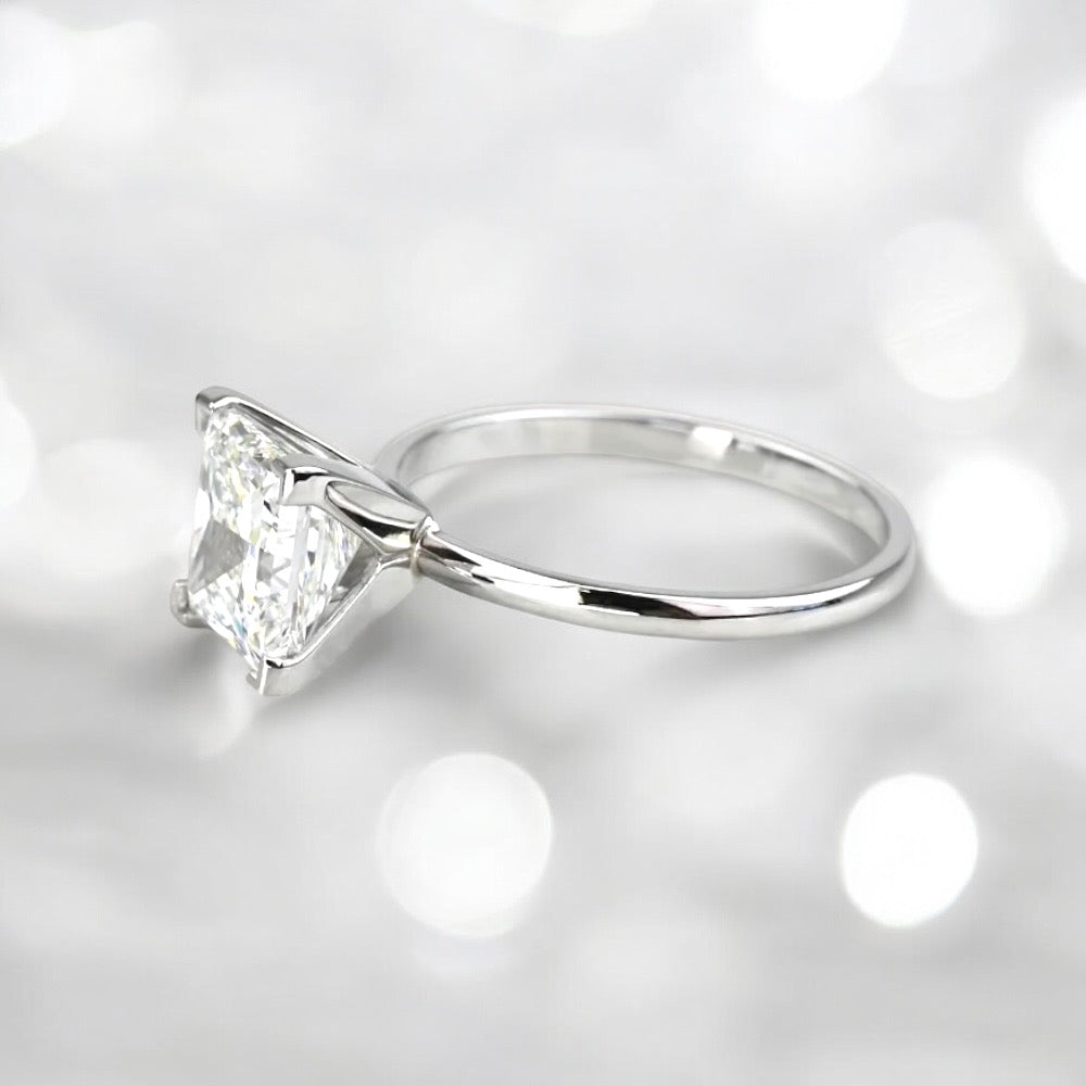 2.93 Carat Princess Shape Diamond Solitaire Ring in 950 Platinum