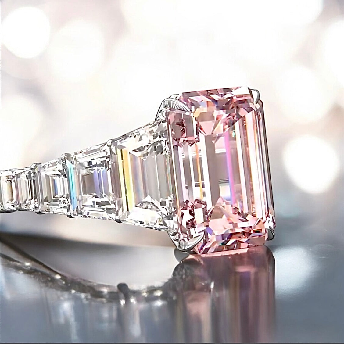 15 carats Fancy Pink Emerald Diamond Ring in Platinum (High Jewelry)